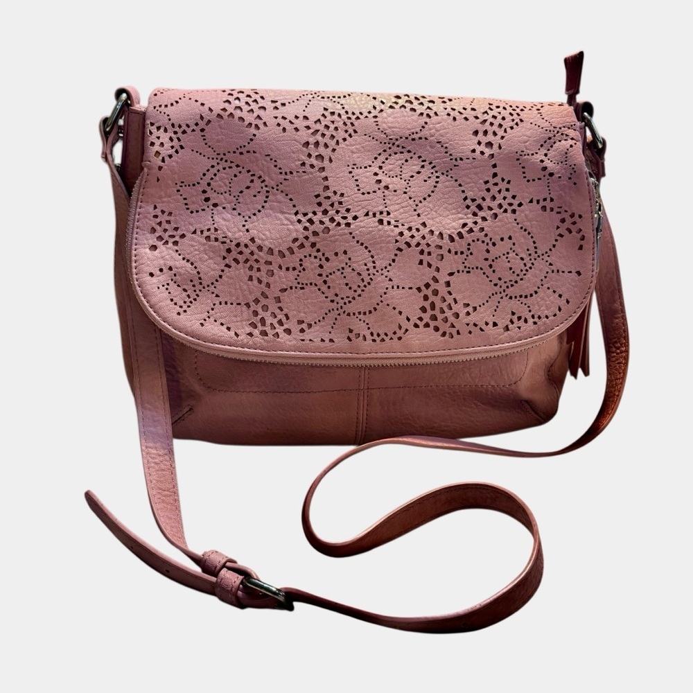 Urban Expressions Bag Dusty Rose Pink Laser-Cut Floral Crossbody/ Shoulder Bag